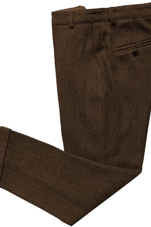 Retro Herringbone Pleated Slacks