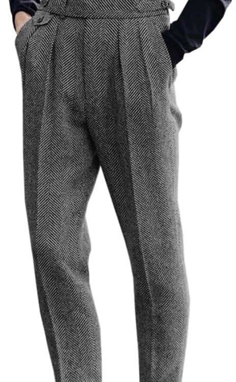 Tweed Wool Blend Dress Pants