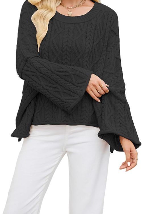 Relaxed Fit Cable Knit Sweater
