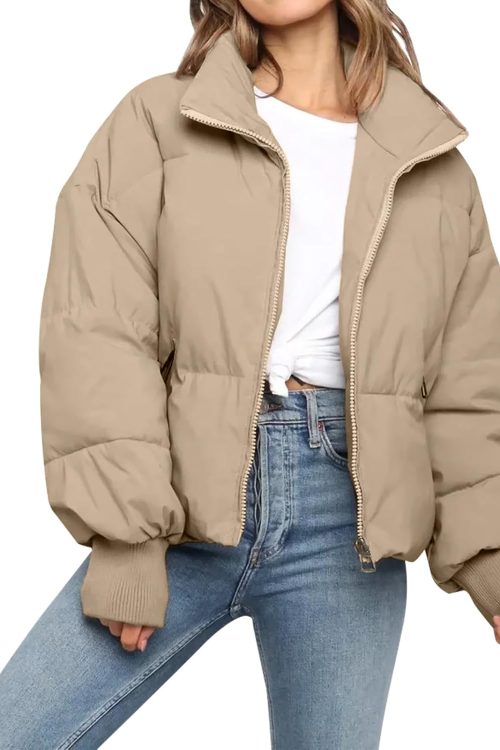 Cropped Zip Up Puffer Jacket