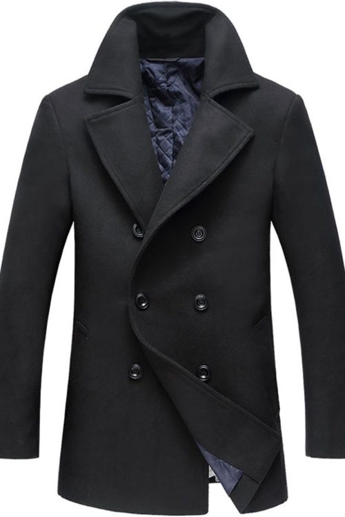 Double Breasted Wool Blend Coat