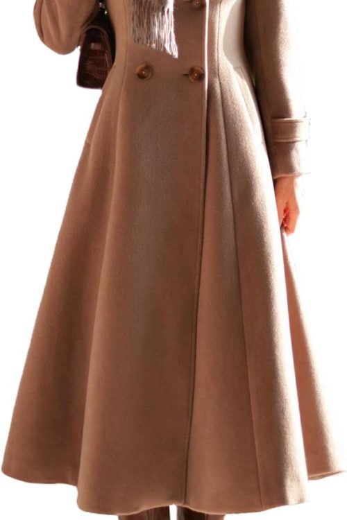 Long Slim Fit Wool Trench Coat