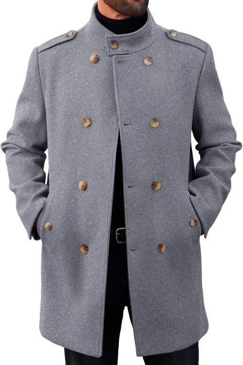 Stand Collar Double Breasted Peacoat