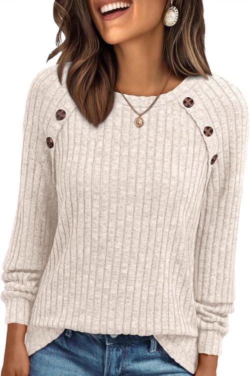 Button Detail Long Sleeve Sweater Top