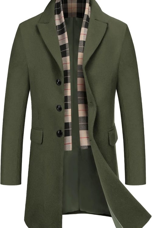 Detachable Scarf Wool Pea Coat