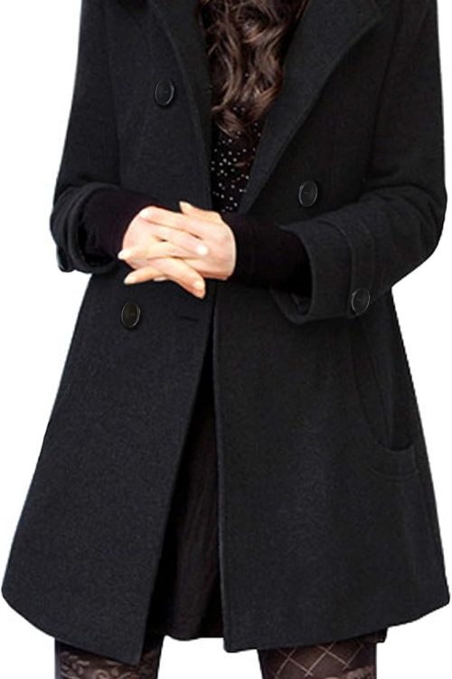 Hooded Button Front Wool Coat