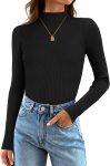 Mock Turtleneck Ribbed Knit Sweater