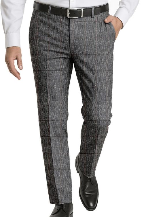 Plaid Stretch Suit Dress Pants
