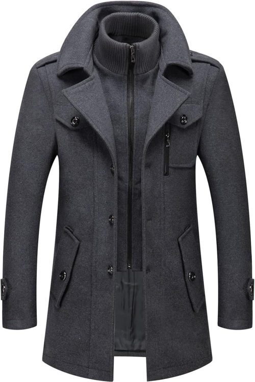 Detachable Zipper Wool Blend Coat