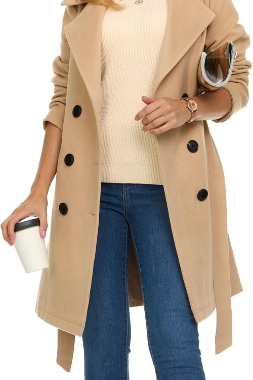 Belted Faux Wool Winter Coat