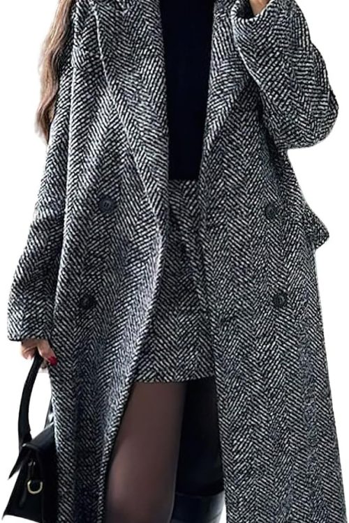 Herringbone Double Breasted Pea Coat