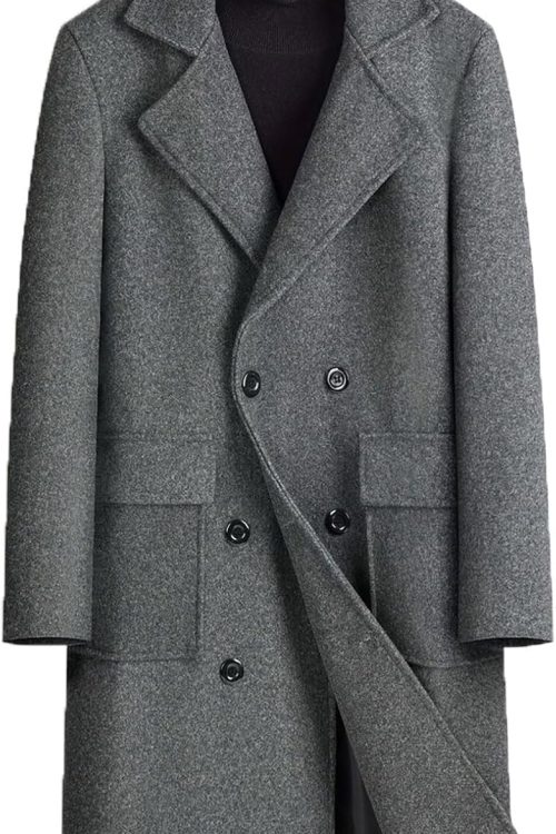 Wool Blend Notch Lapel Peacoat
