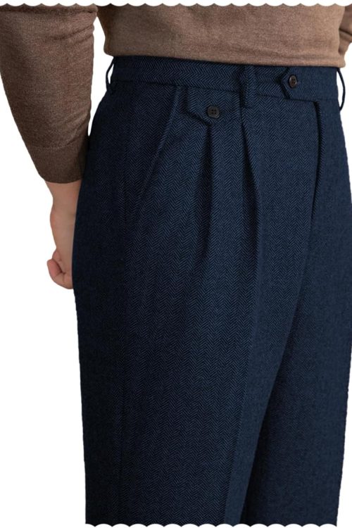 Tailored Herringbone Suit Pants