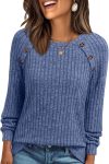 Casual Fit Button Trim Knit Top